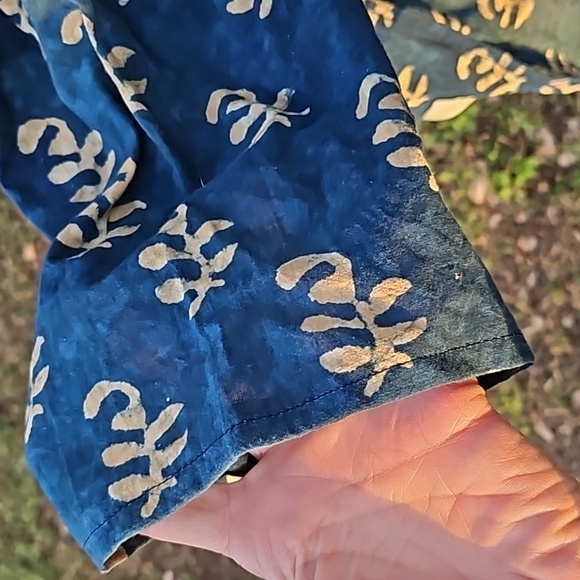 WEAVERBIRD ecocouture cotton batik print tunic top grandfather collar 36 - Picture 6 of 11